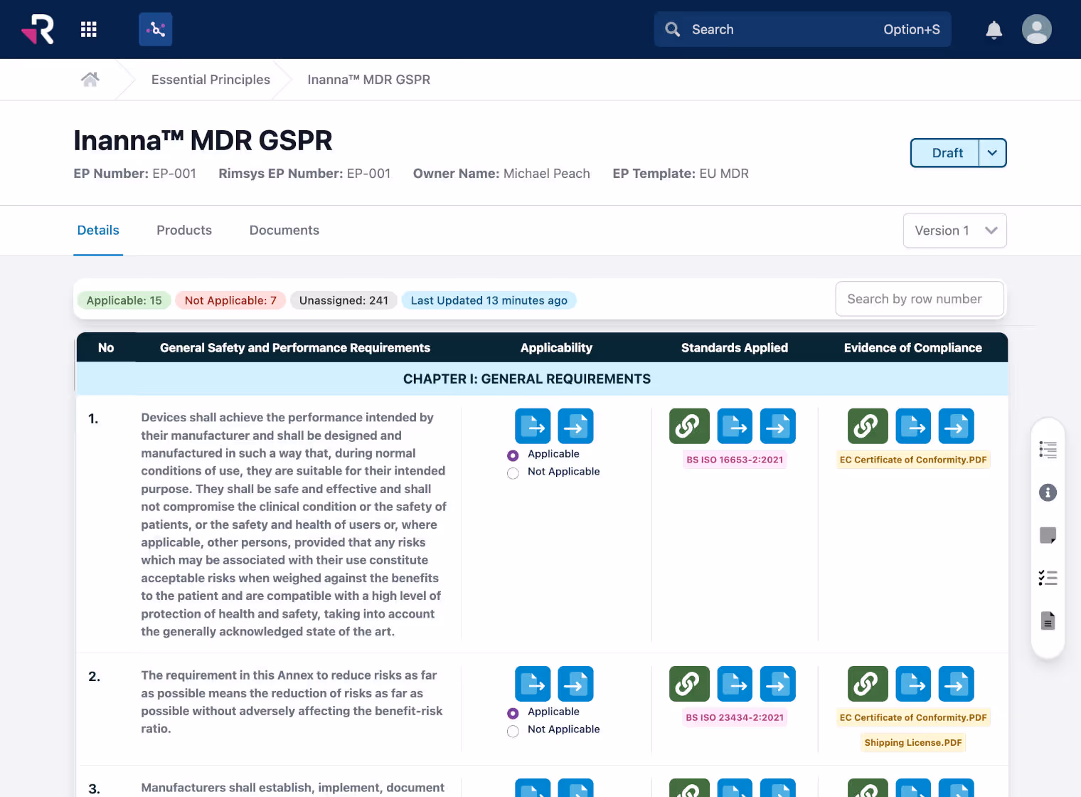 GSPR table creation and maintenance