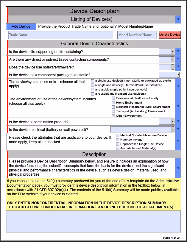 FDA eSTAR template