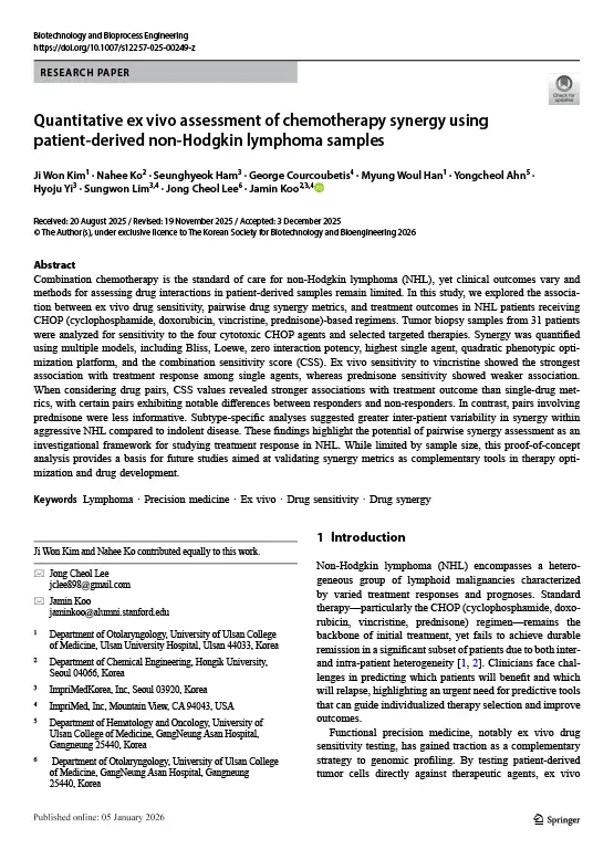 Research article titled 'Predicting Chemotherapy Response in Patients With Advanced or Metastatic Pancreatic Cancer Using Machine Learning' with abstract and introduction sections explaining study purpose, methods, results, and conclusion on chemotherapy regimen optimization.