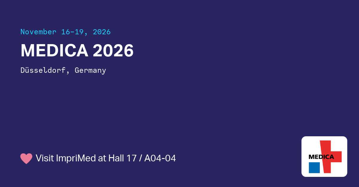 ImpriMed is exhibiting at MEDICA 2026, where we will showcase our data-driven clinical decision support solutions. Visit us at Hall 17, Booth A04-04 to learn more about how ImpriMed is advancing personalized treatment through data-driven insights.