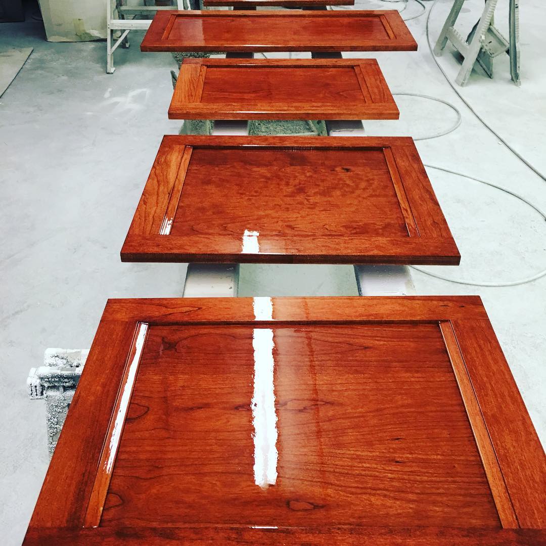 image of freshly sprayed cabinet doors