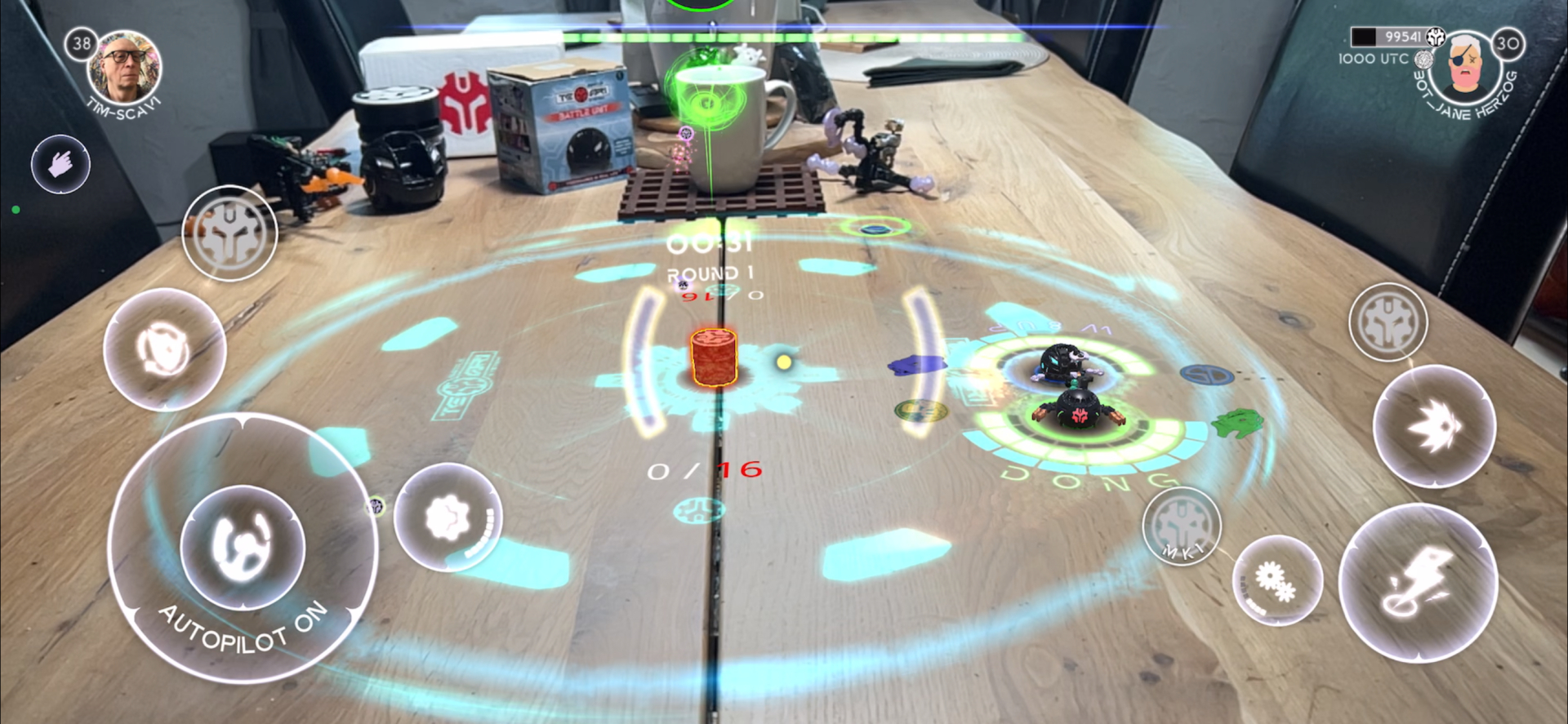 Screenshot of a tabletop AR battle using a captured Legend