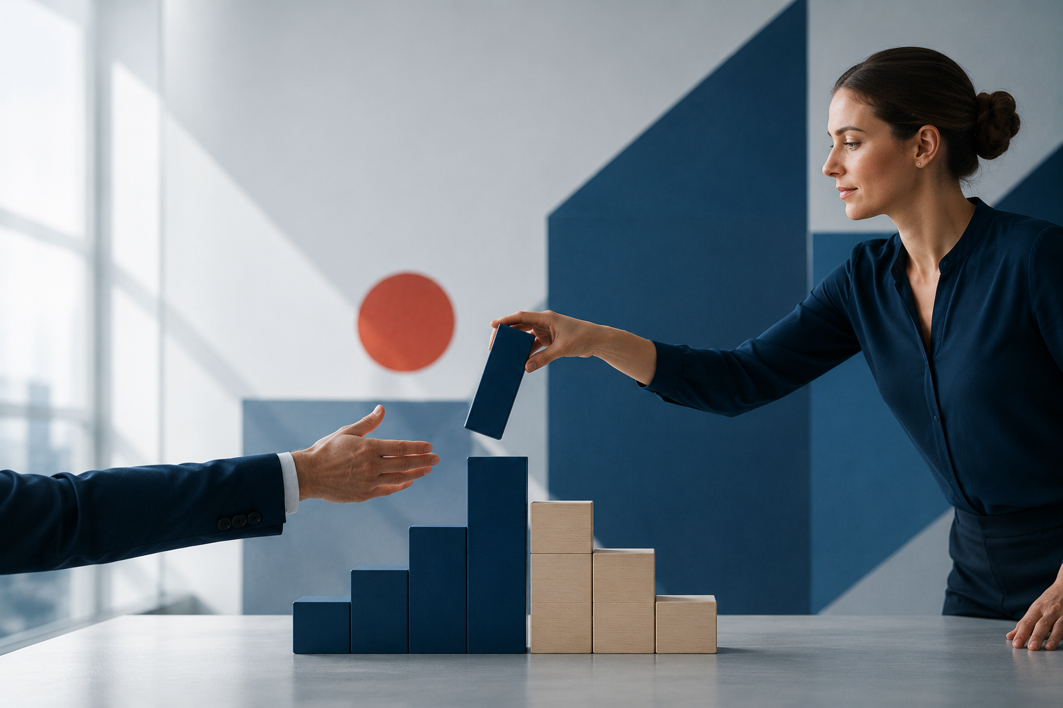 Führungskräfte und Nachfolger:innen im Gespräch am Konferenztisch zur strategischen Nachfolgeplanung im Mittelstand.
