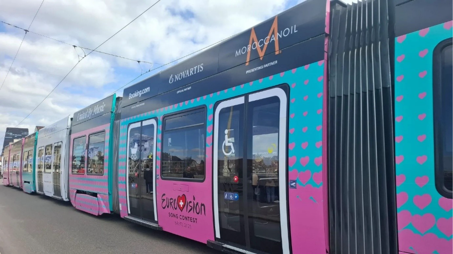 Transporte promocional de Eurovisión 2025 en Basilea | Isabelle Thommen - Basler Zeitung