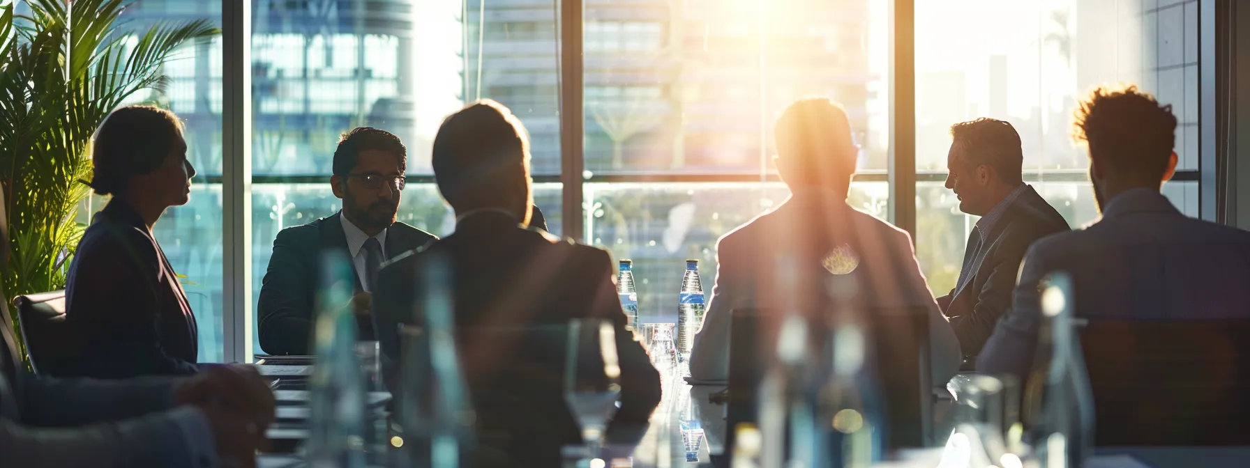 business professionals in a conference room discussing security and accessibility benefits of self-storage facilities in miami.