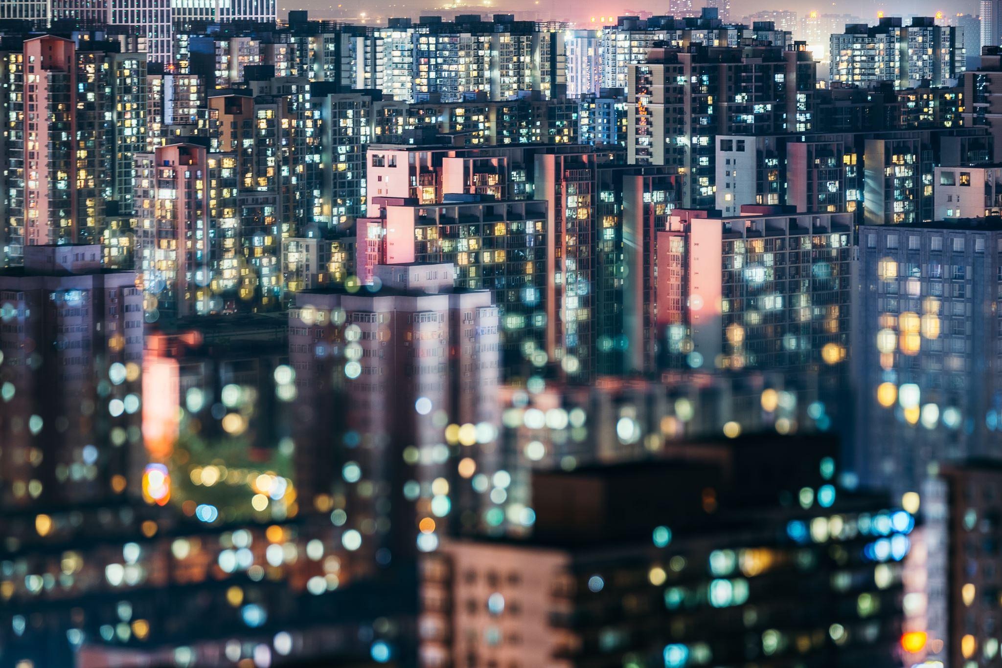 Sea of buildings at twilight