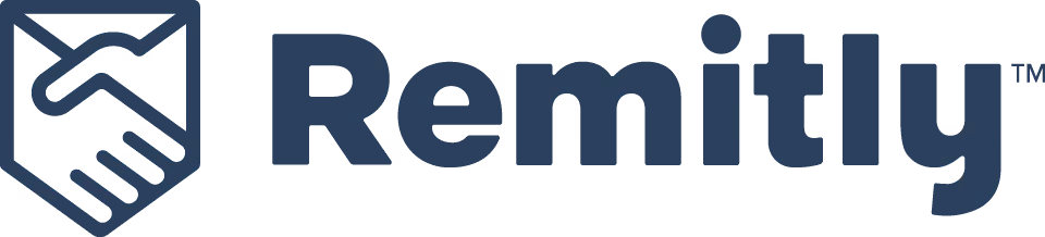 Remitly logo with a stylized handshake envelope icon and the company name in bold letters.