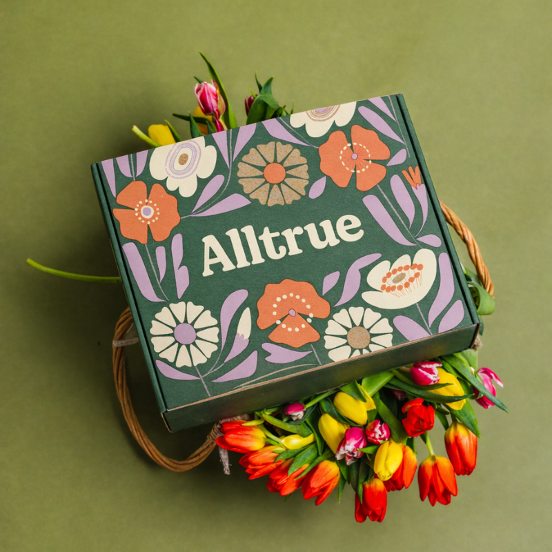 Open Alltrue box wit home wares, accessories, low waste lifestyle goods and more