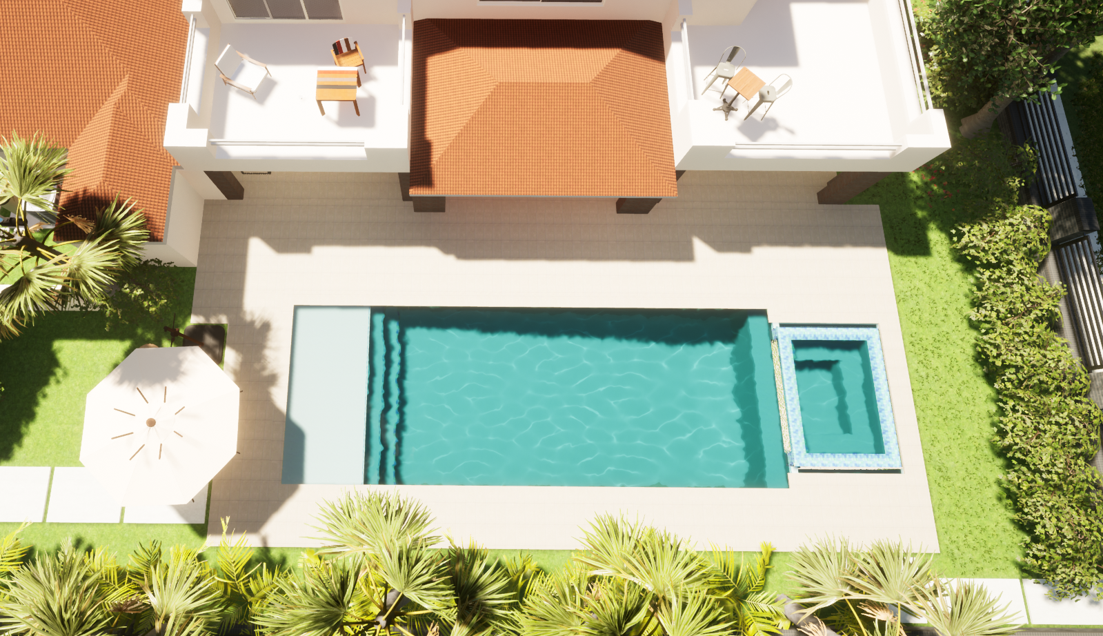 pool and spa top view