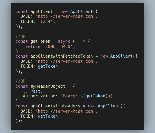 A code snippet that injects an auth token.