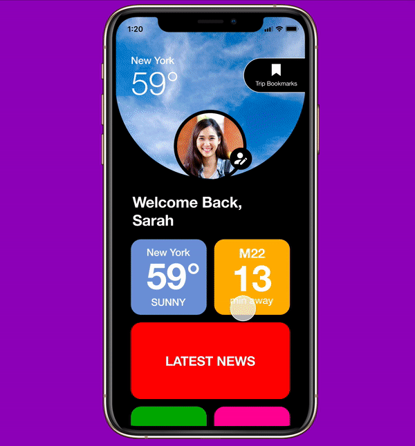 Gif of MTA riders app where user is scrolling through and navigating to their tickets wallet to then go to LIRR tickets