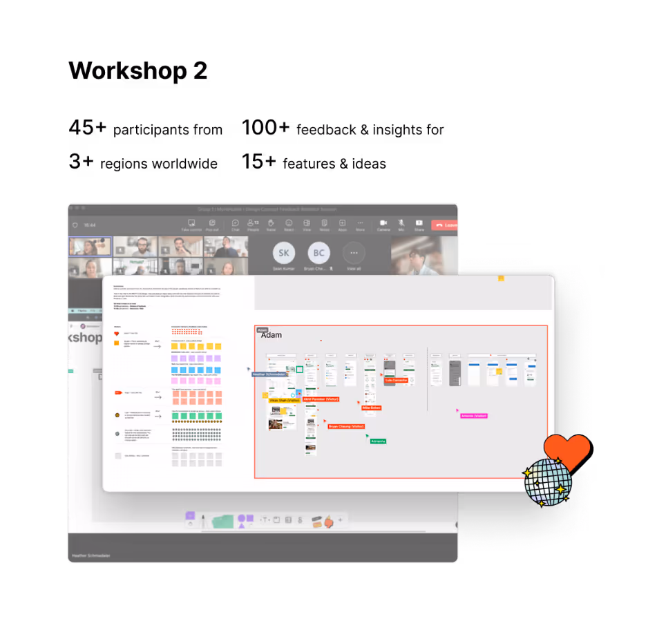 Ideation workshop with teams call in the background