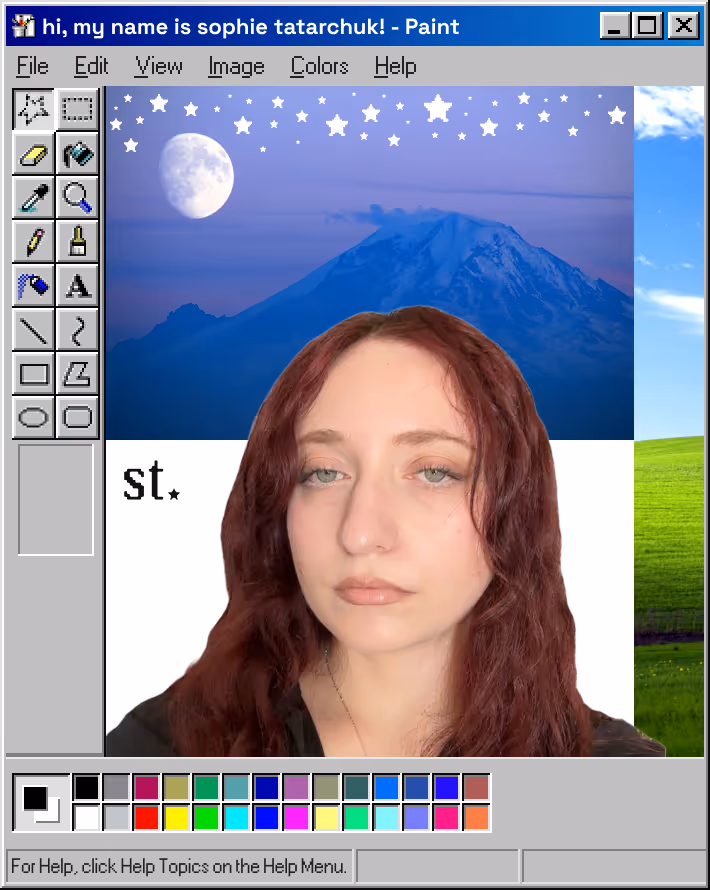 Image of Sophie Tatarchuk in 2000s MS paint window  