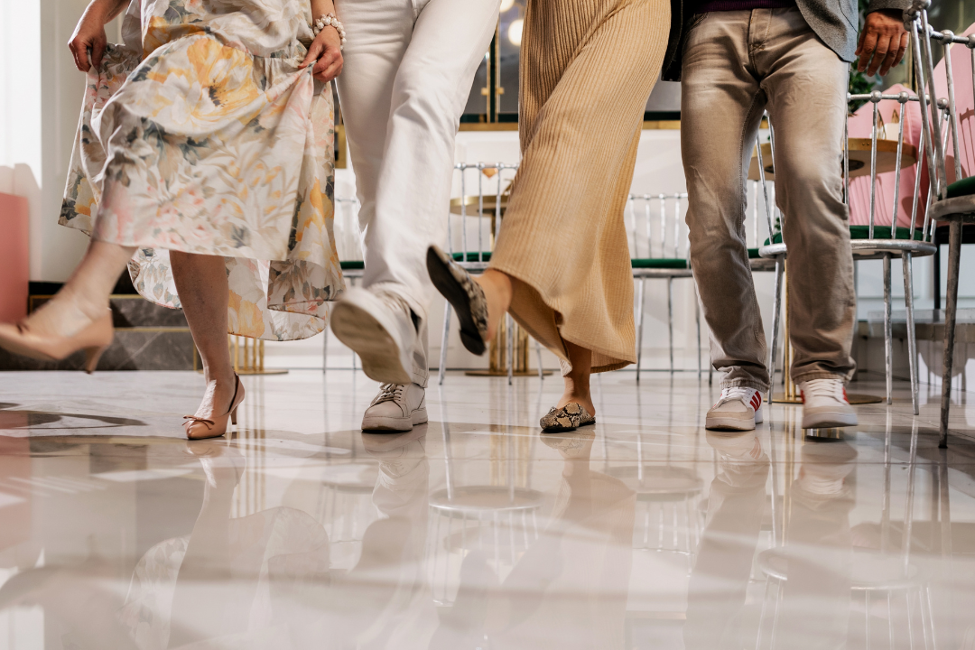 Happy people dancing