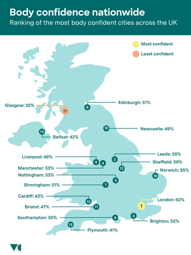UK map ranking the most confident cities nationwide