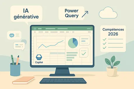 Ordinateur avec des graphiques et écran Excel