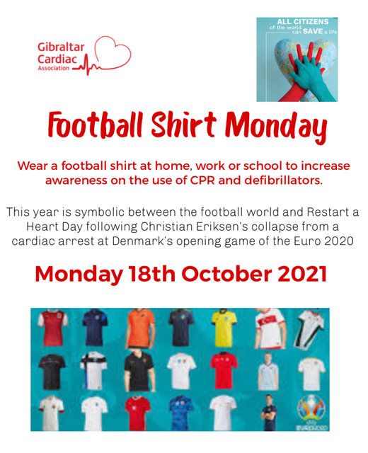 World Restart a Heart Day - Football Shirt Monday