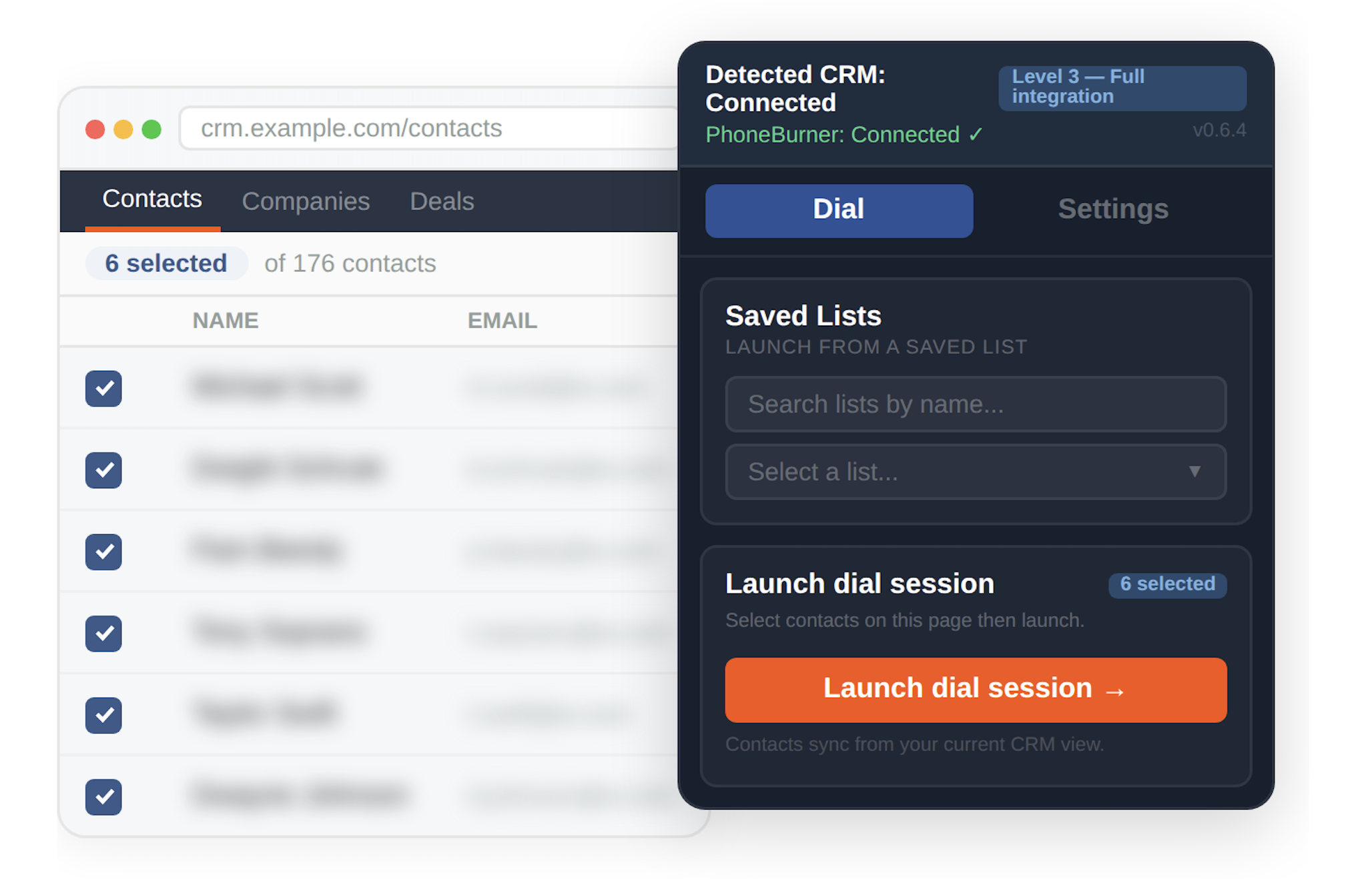 PhoneBurner CRM power dialing integration
