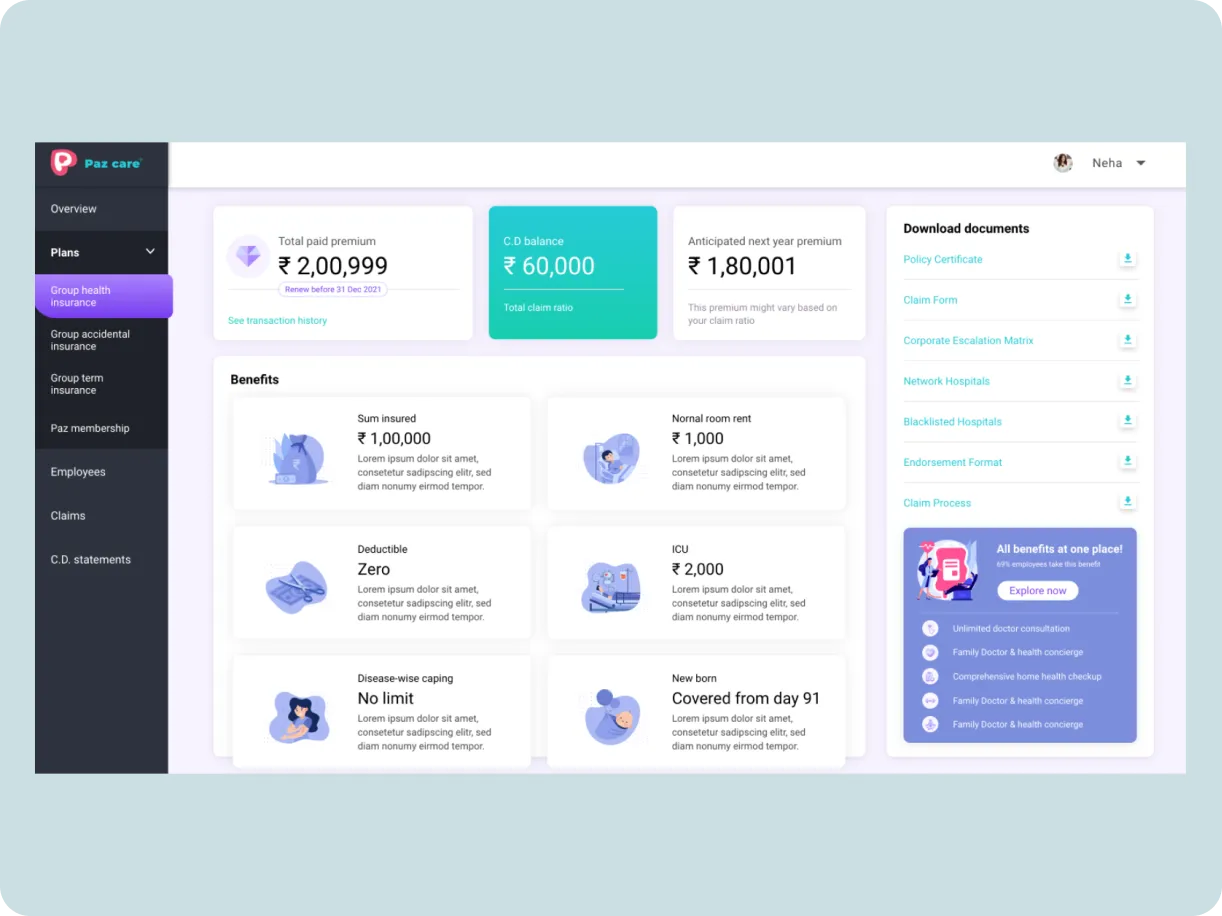 Pazcare admin dashboard