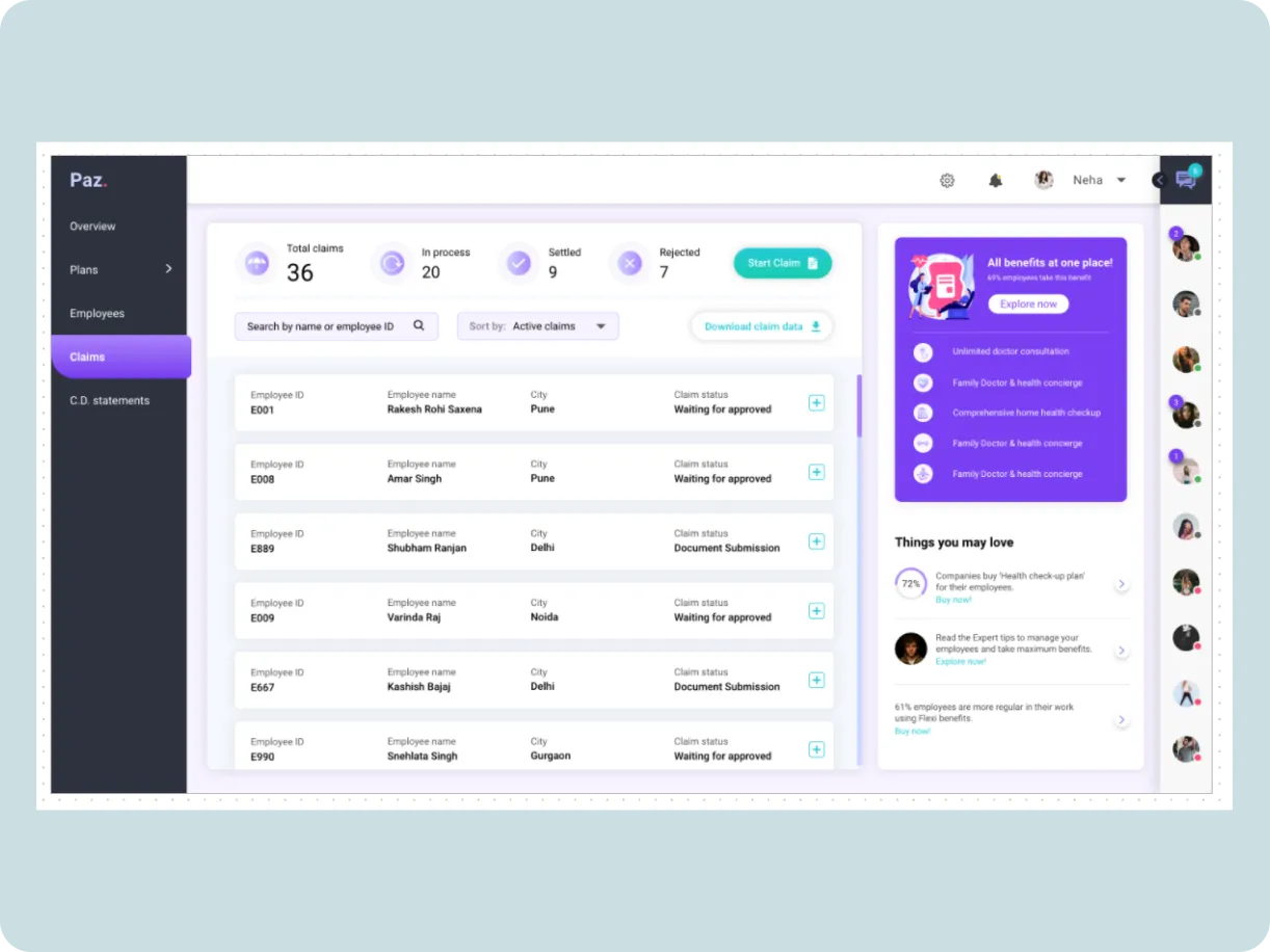 Pazcare admin dashboard