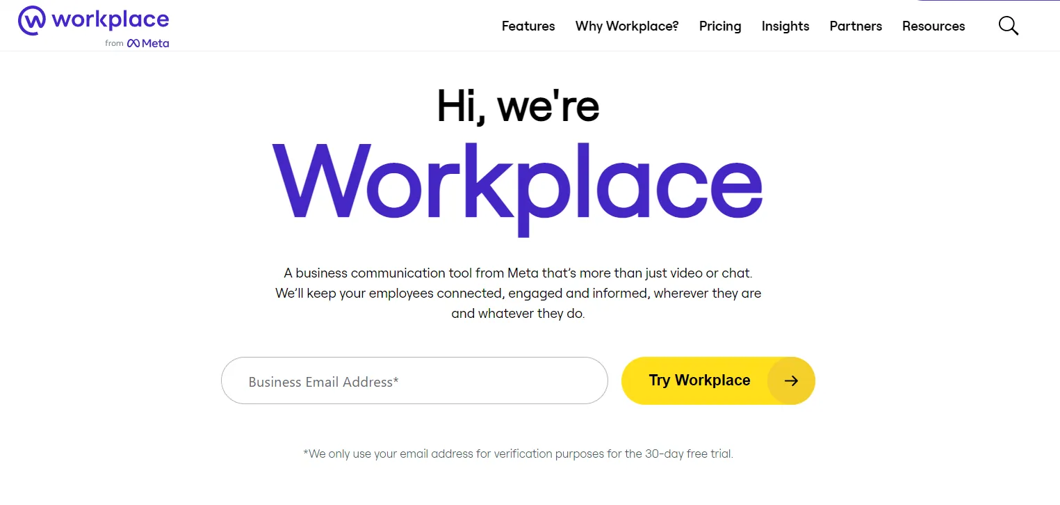 Workplace website snapshot