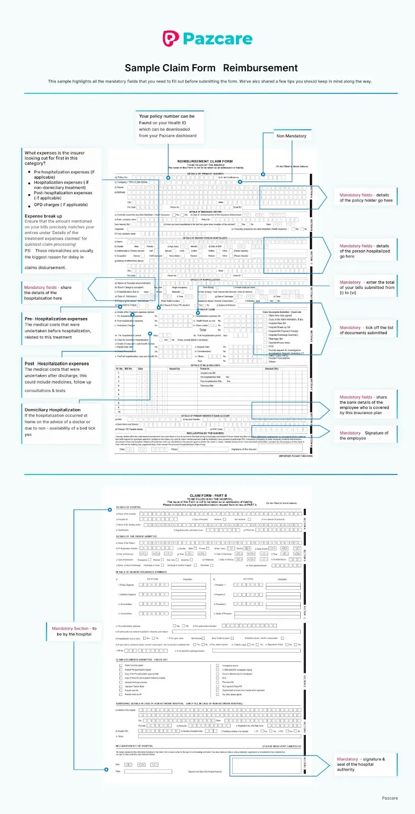 TATA AIG claim form filled sample - Pazcare