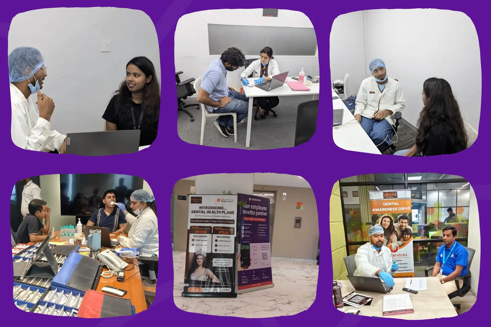 Collage of dental checkups organized by pazcare