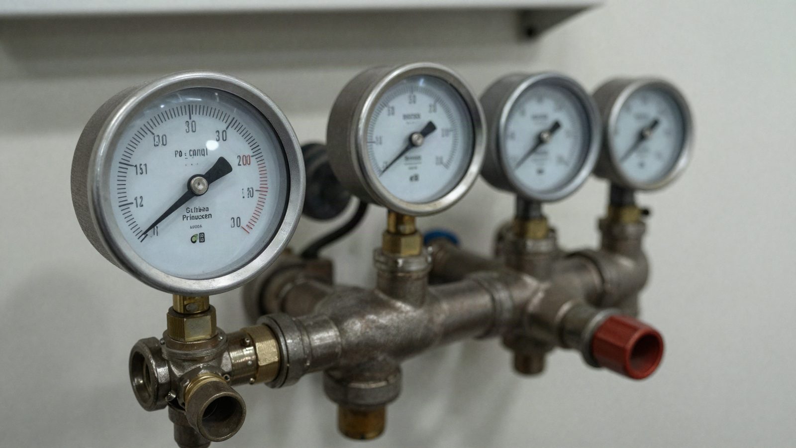 A refrigeration manifold gauge set connected to service ports