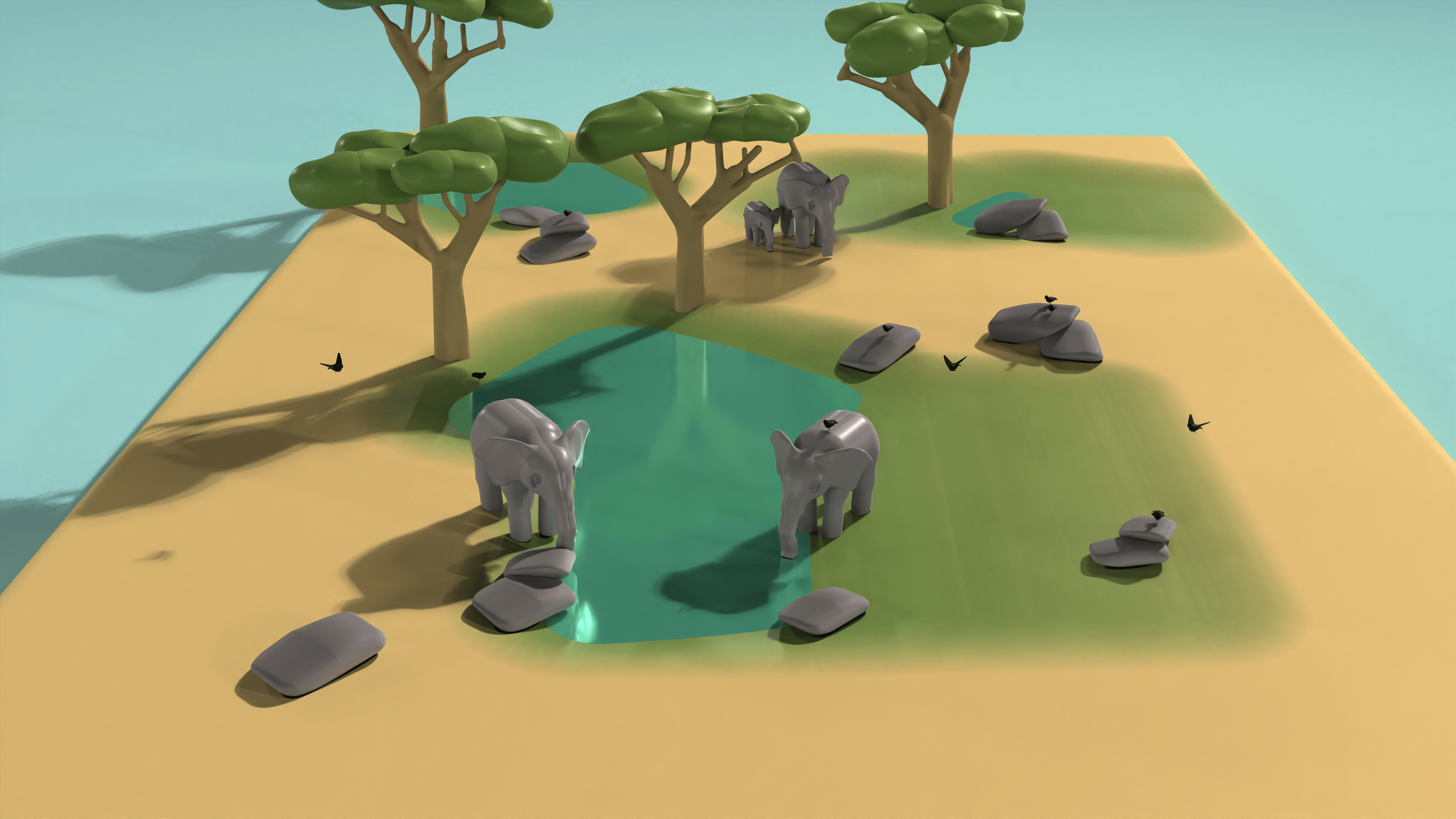 3d green valley model on womp