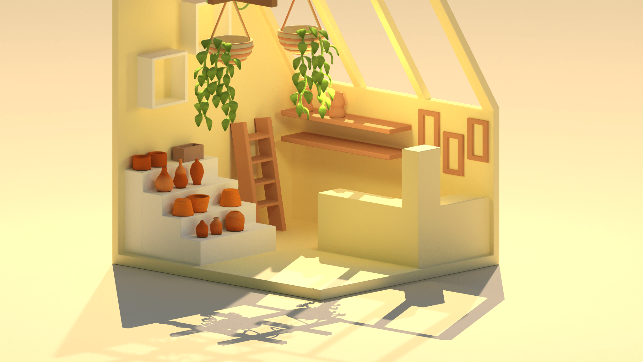 3d yellow room