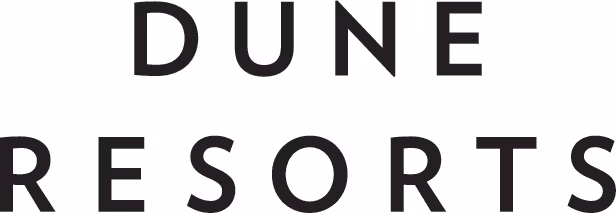 DUNE RESORTS text logo in bold uppercase black letters on white background.