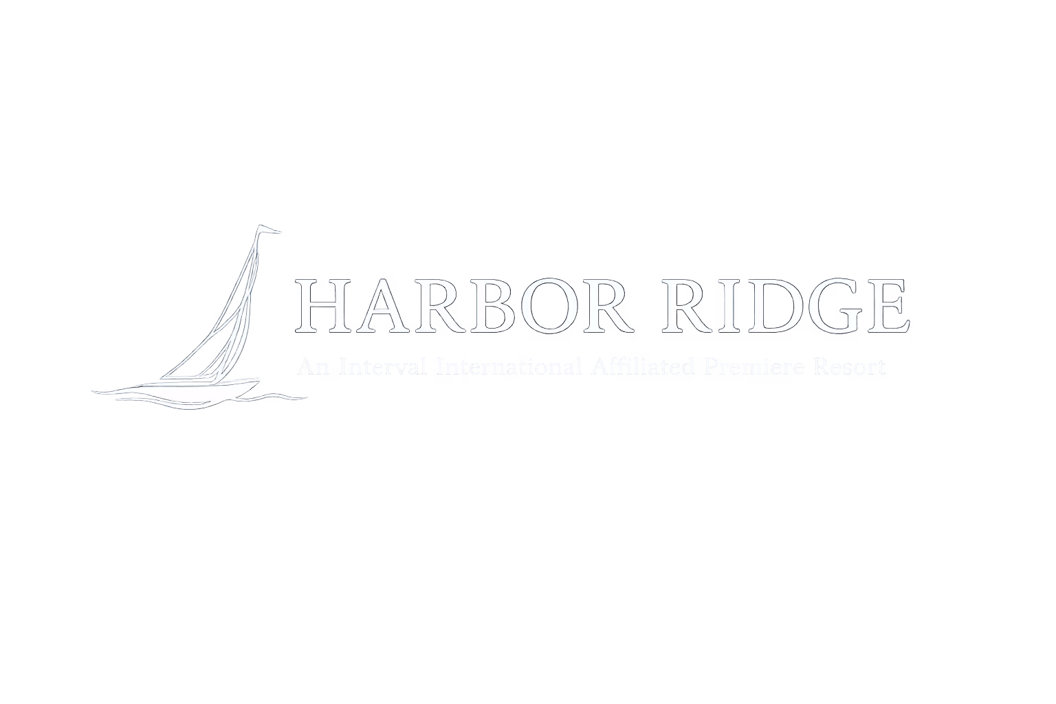 Logo with a sailboat and text Harbor Ridge, an Interval International Affiliated Premiere Resort.
