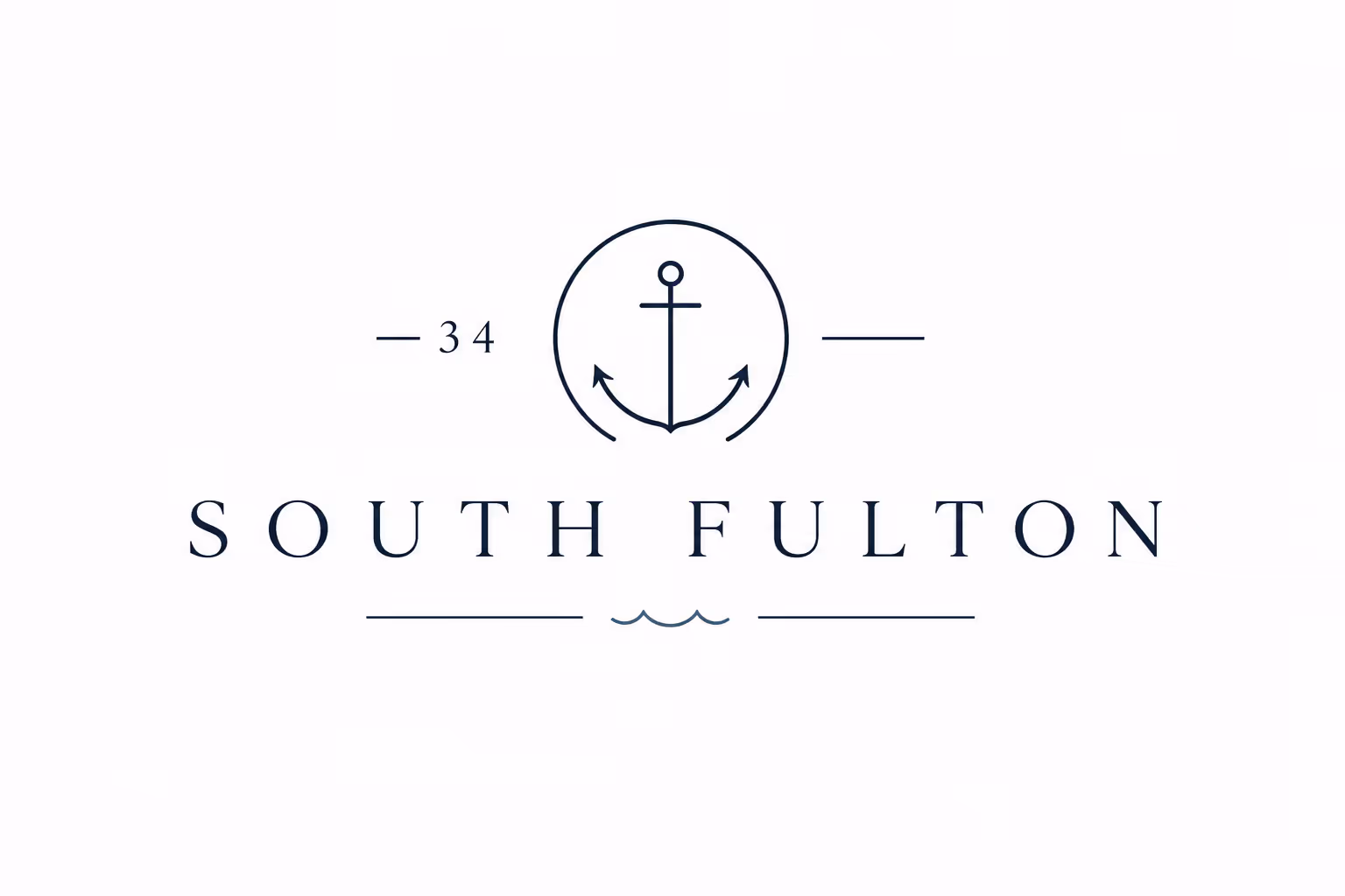 Nautical logo with a circle enclosing an anchor above the text South Fulton with decorative lines.