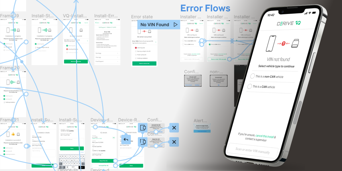 A view of the prototyping process for VQ Installer's error handling.