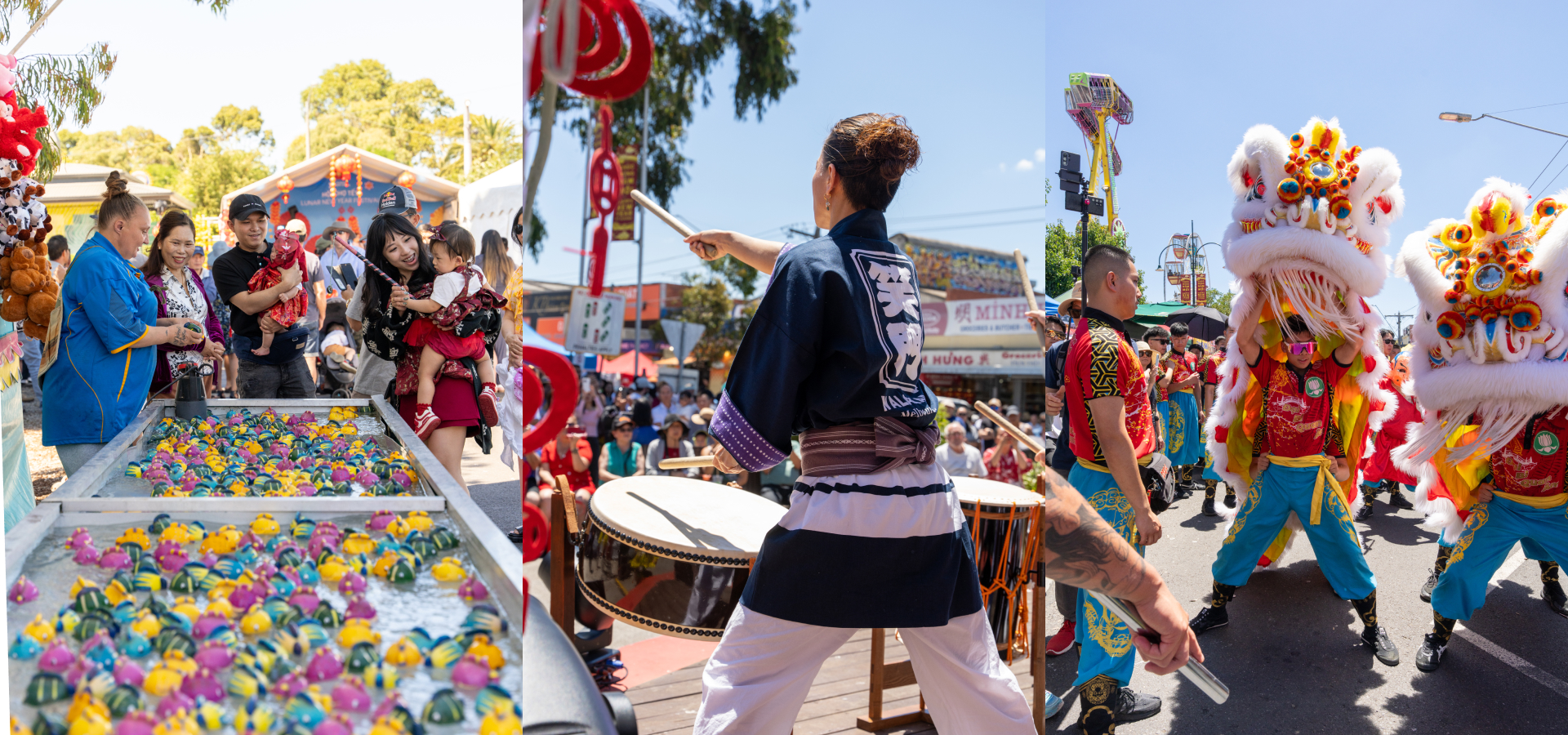 Families and children enjoying games and activities at the St Albans Lunar Festival in St Albans Town Centre