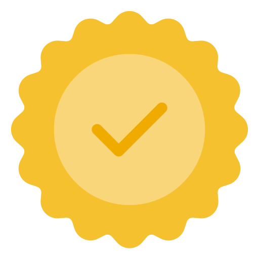 Gold medal with a checkmark icon inside. This is to show our service guarantee