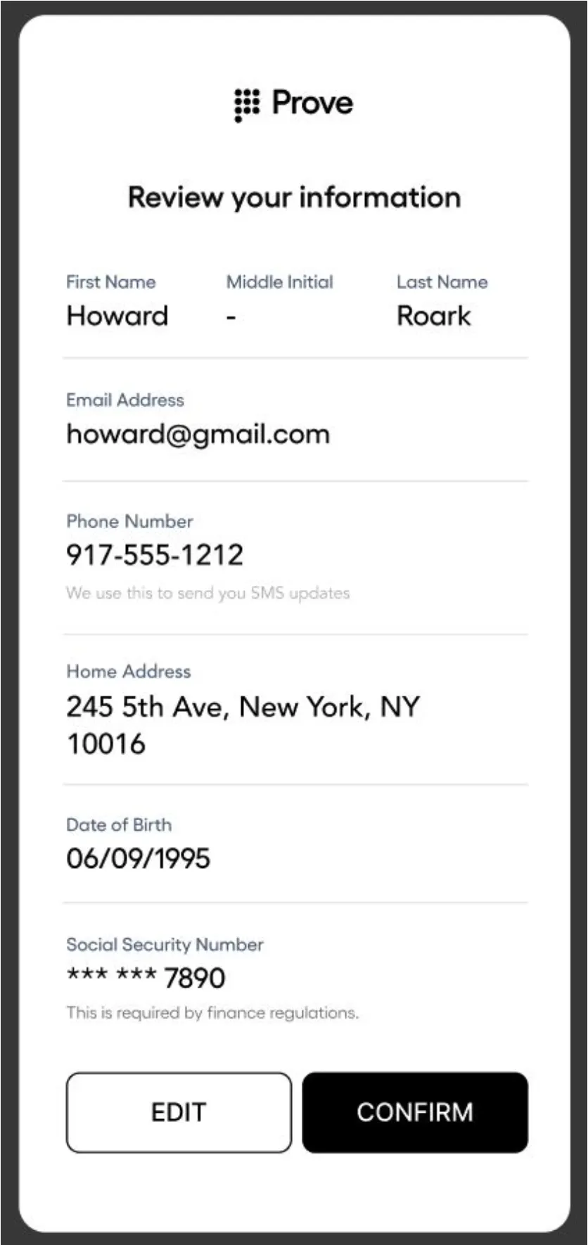 End User Widget Flow - Pre-Fill screen 5