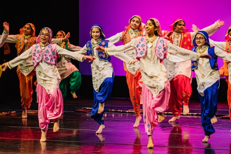 Girls dancing Punjabi folk dance