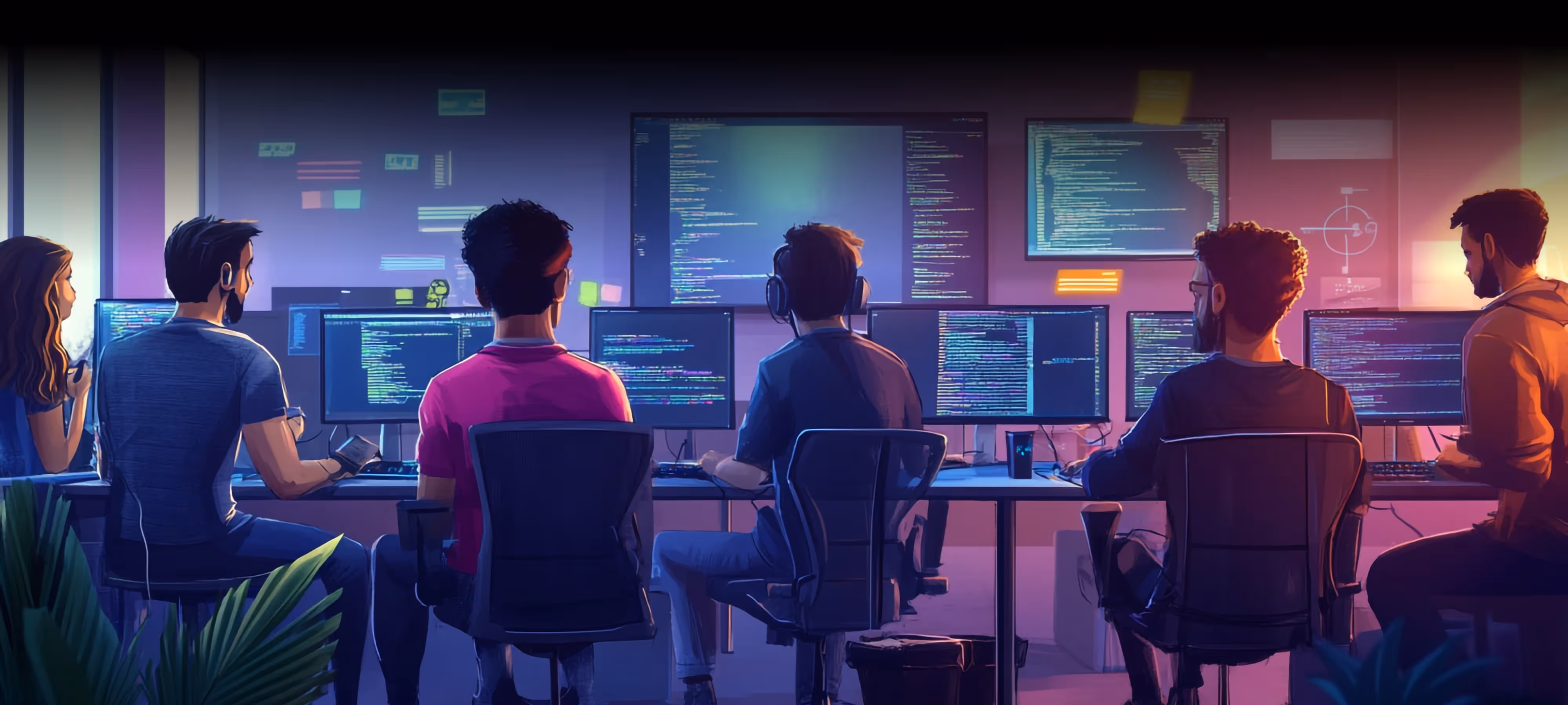 A group of developers working on software.