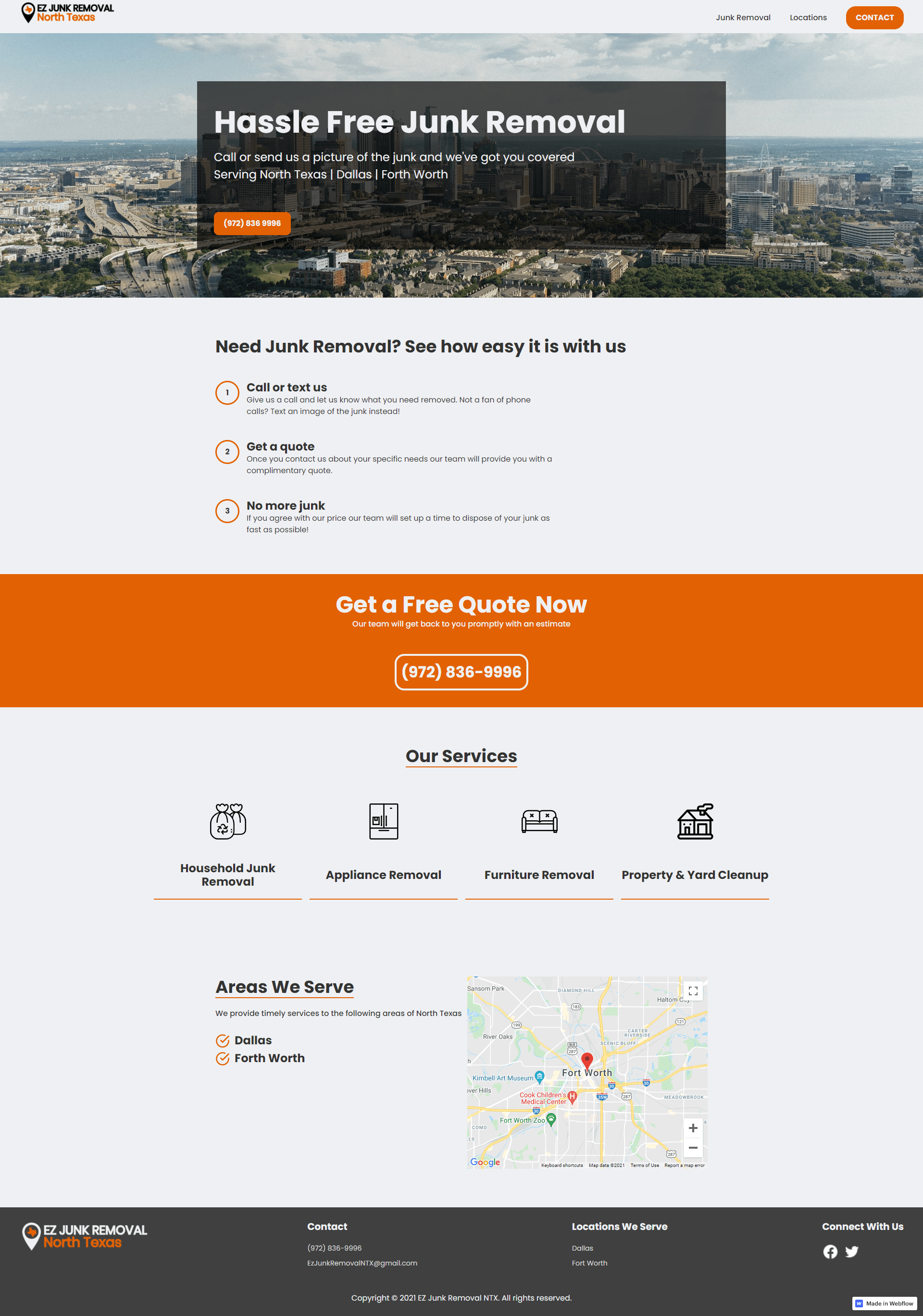 Junk removal website built for EZJunkRemovalNTX