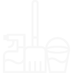 Cleaning services icon of a mop and cleaning supplies