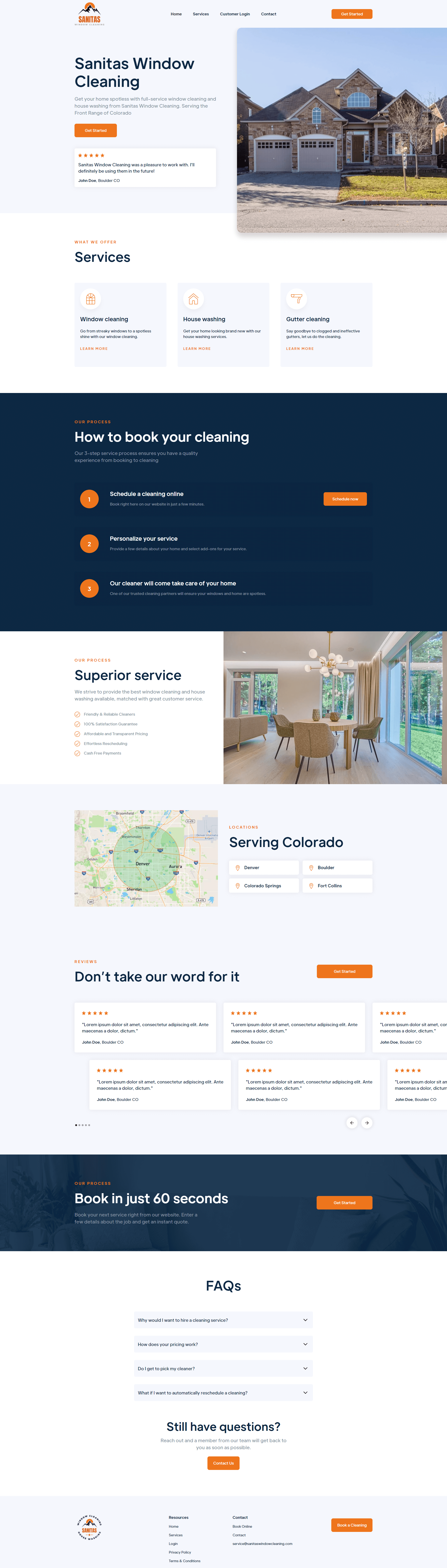 Screenshot of a website made for a window cleaning company.