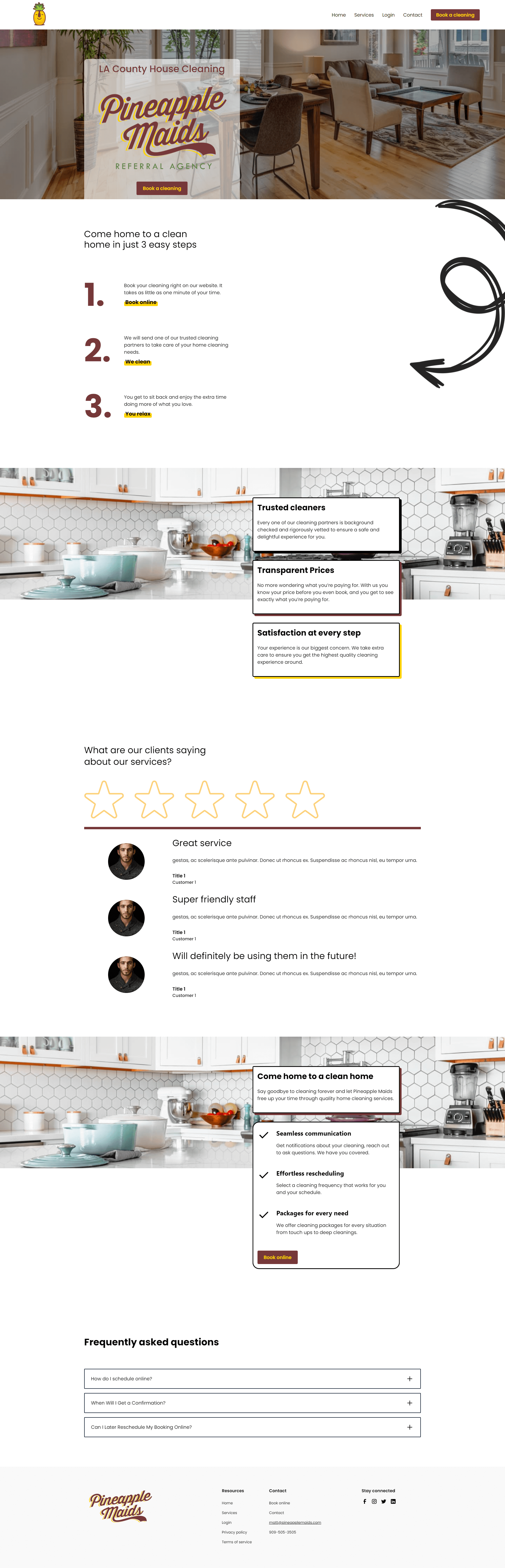 Website made for a cleaning referral agency.