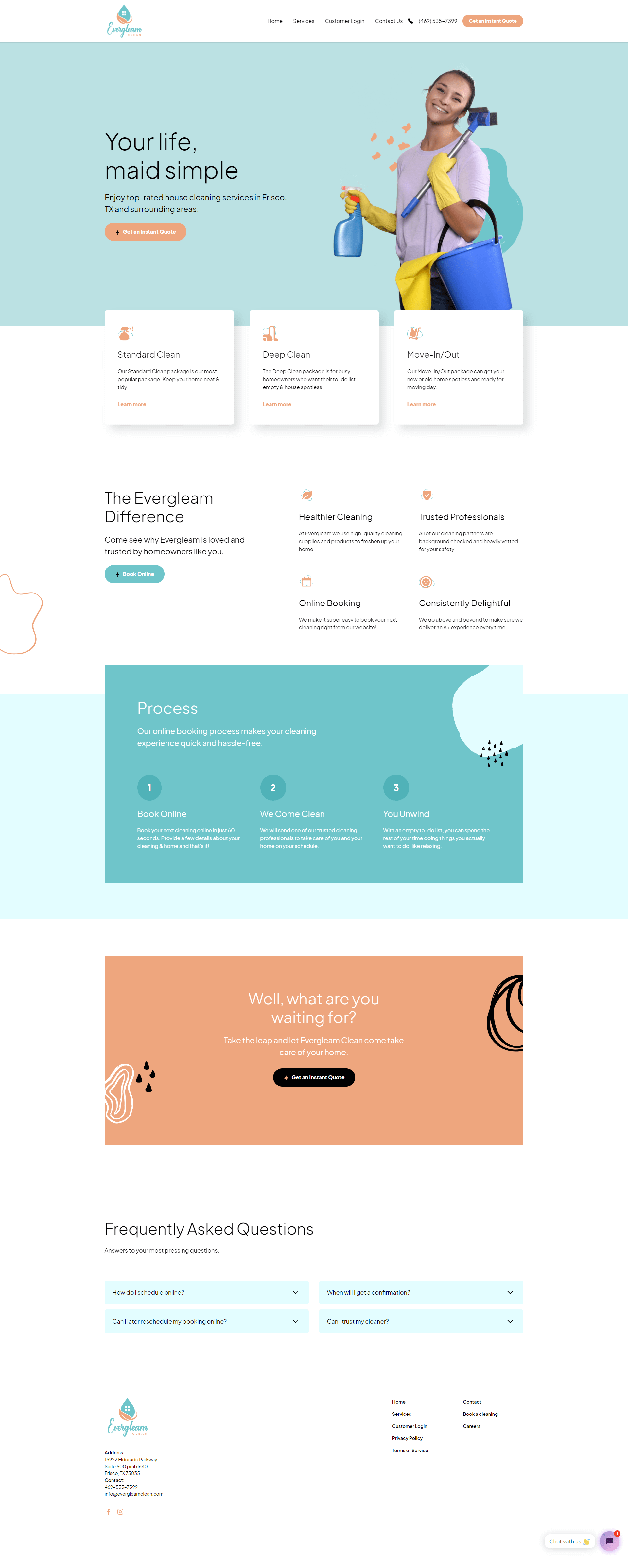 Website made for a cleaning referral agency.