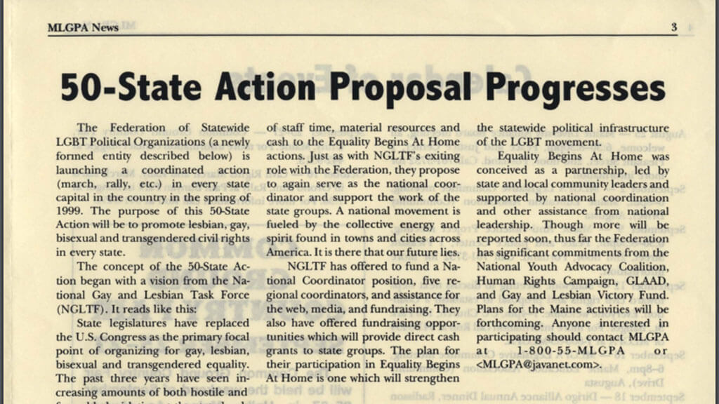 1998-1999 50 State Action Proposal Progresses