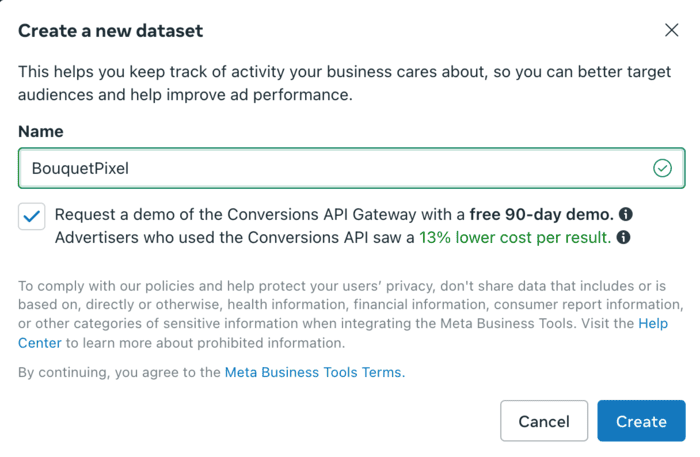 Create a new dataset - naming