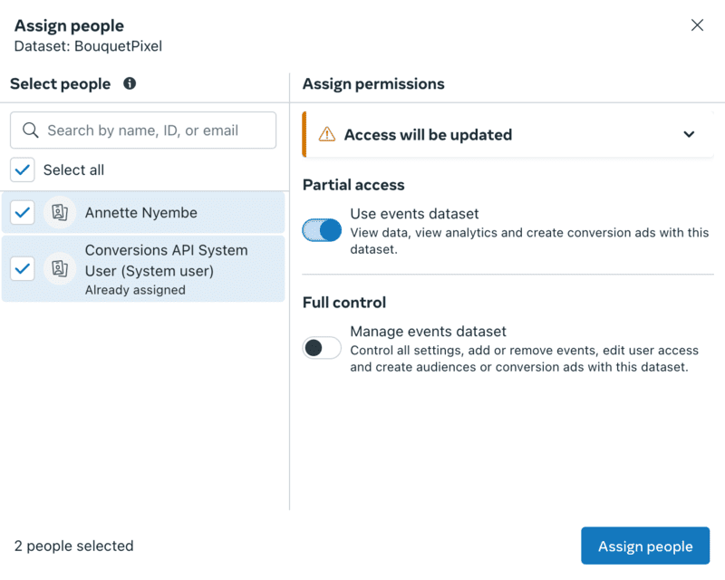 Dataset - assigning permissions