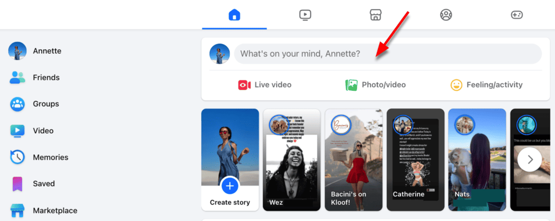 What's on your mind box - Facebook