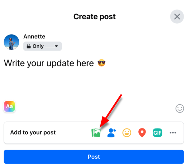 Facebook - add photos and videos icon