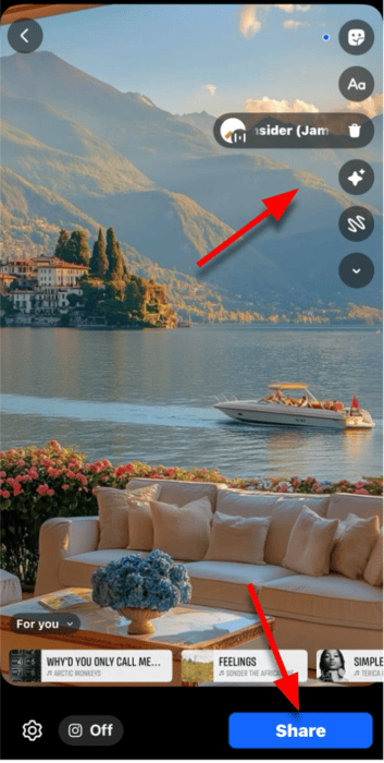Editing Facebook stories via mobile